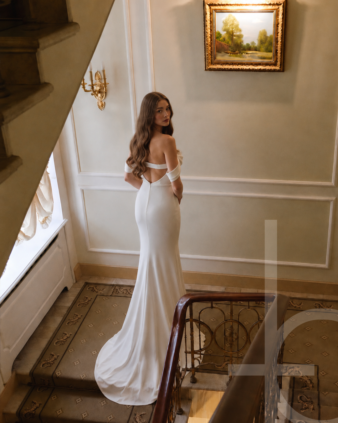 Harmonija - Long Shoulderless Evening Dress - White