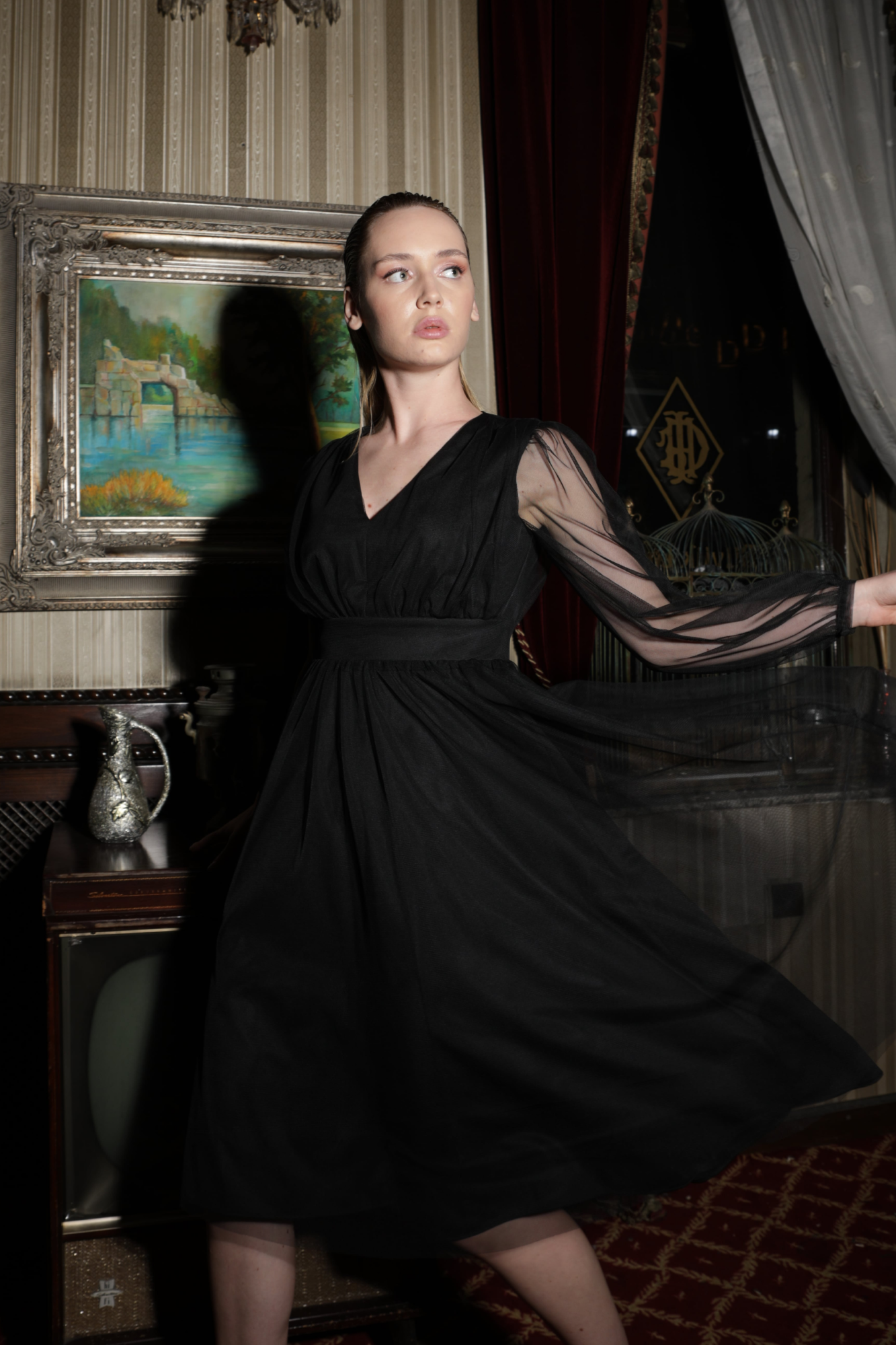POEZJA FULLY TULLE MİDİ DRESS BLACK