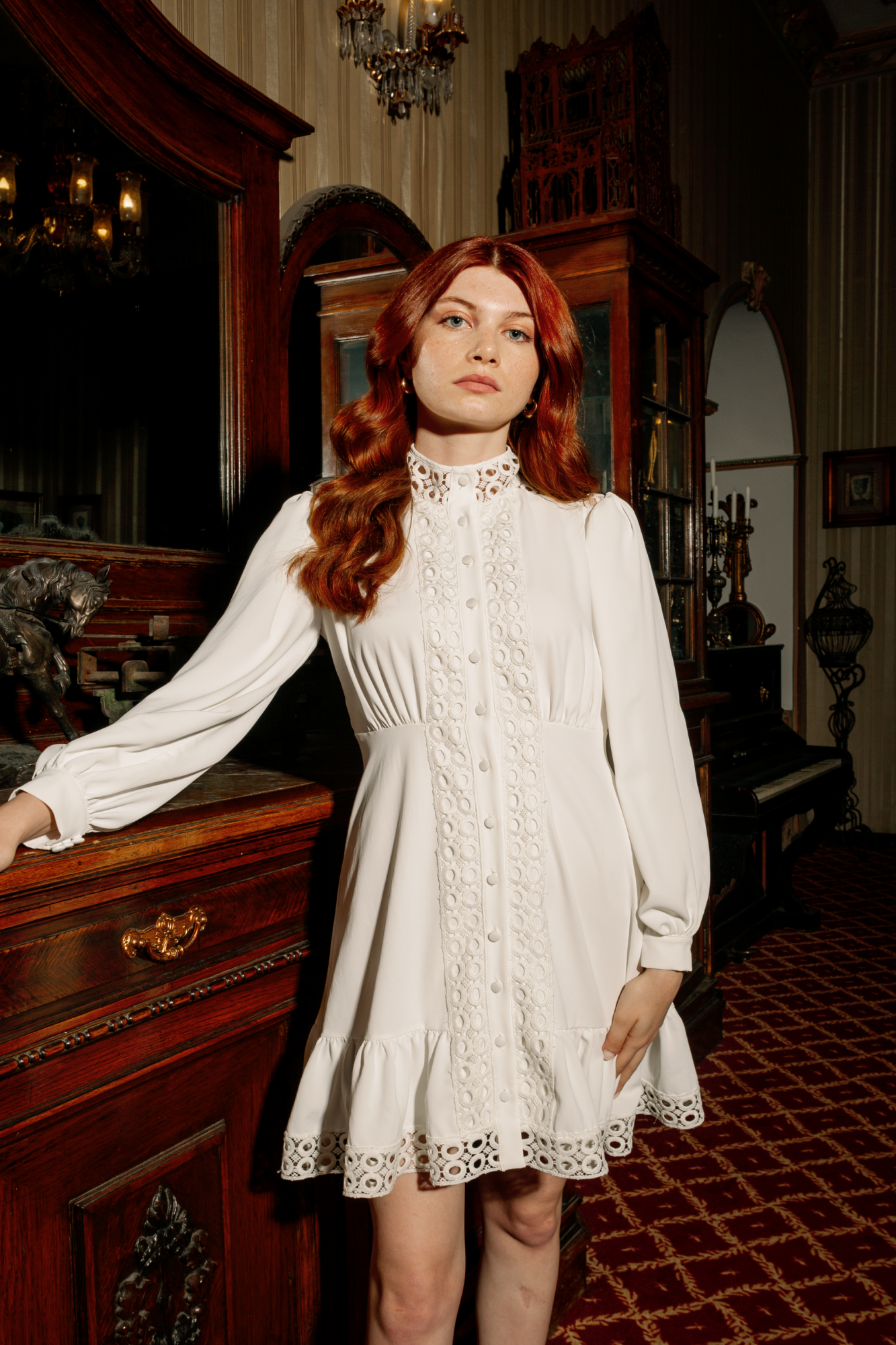 SEN AEROBN FABRC LACE DRESS WHTE SEN AEROBN FABRC LACE DRESS WHTE