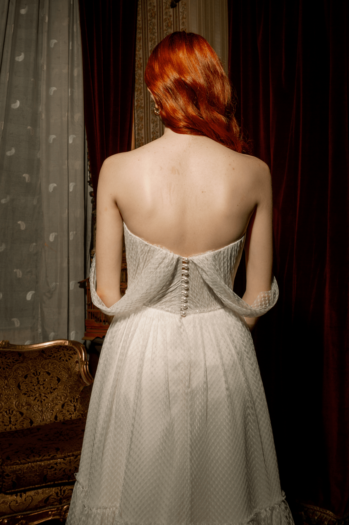 MOLIM SHOULDERLESS TULLE EVENING - PROMISE DRESS WHITE