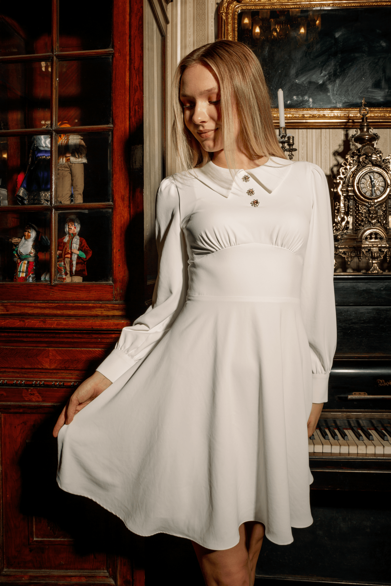 DRAGA AEROBİN CREPE EVENING DREESS WHITE