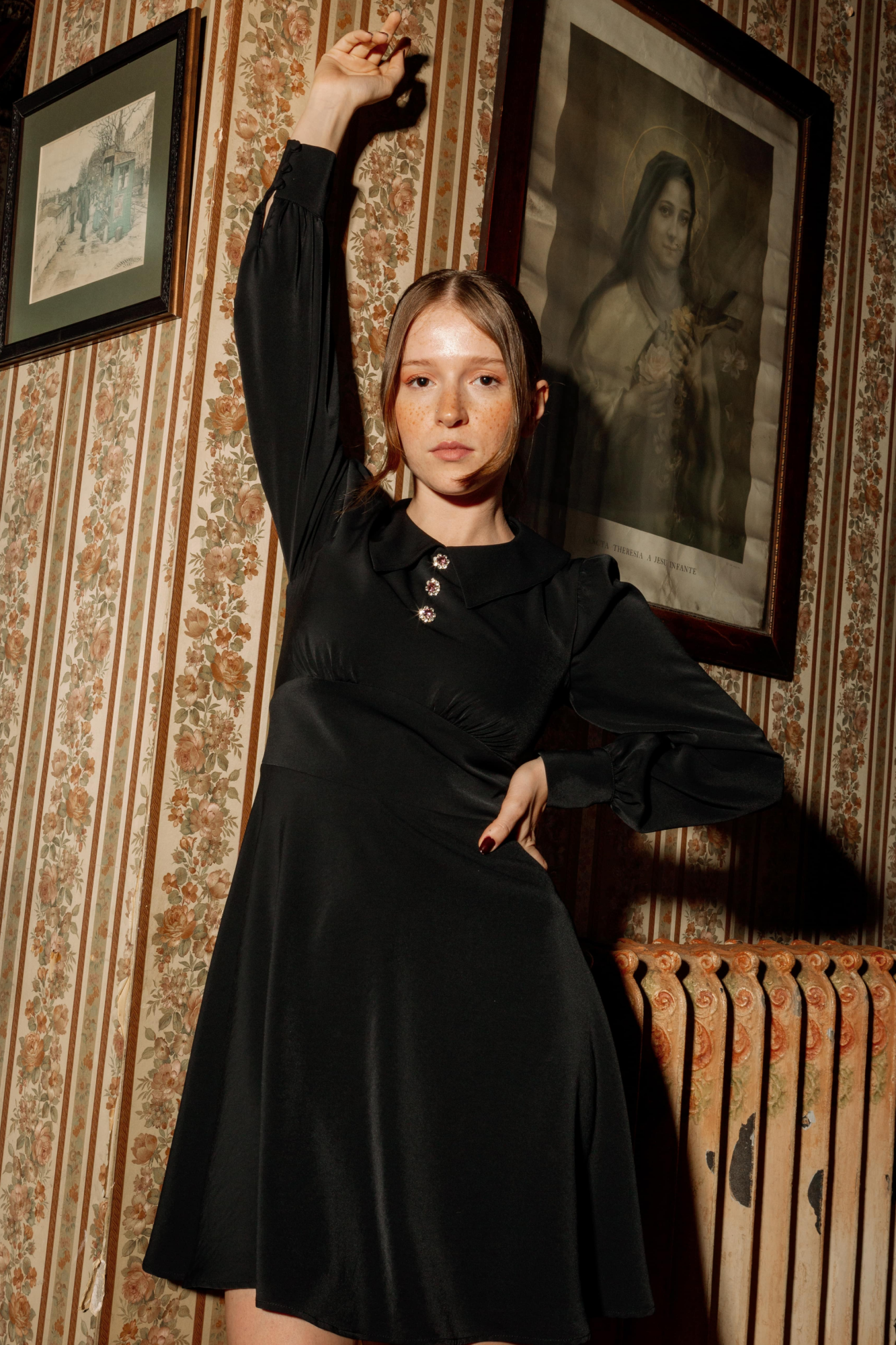 DRAGA AEROBIN CREPE EVENING DRESS BLACK
