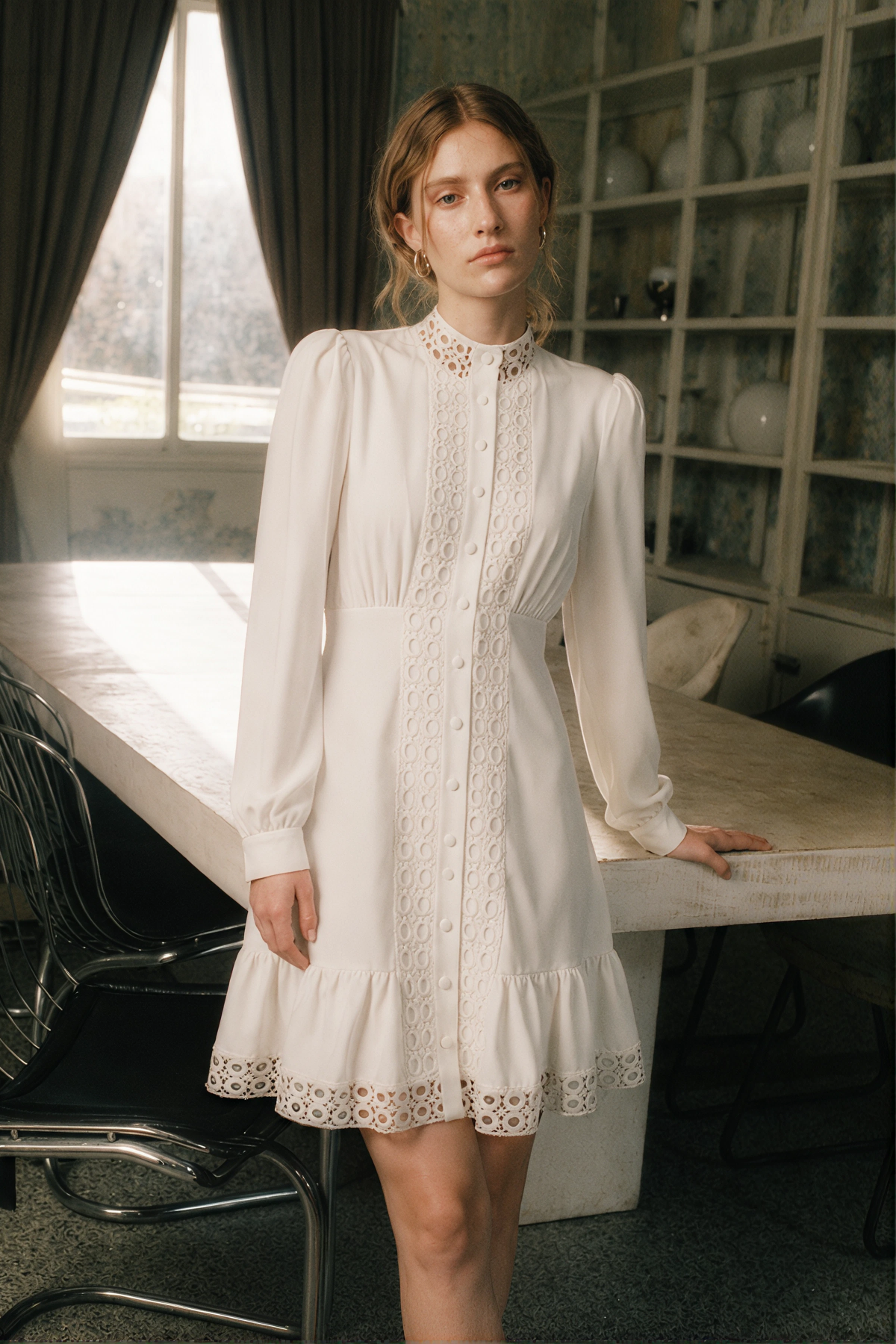 SEN AEROBİN FABRİC LACE DRESS WHİTE