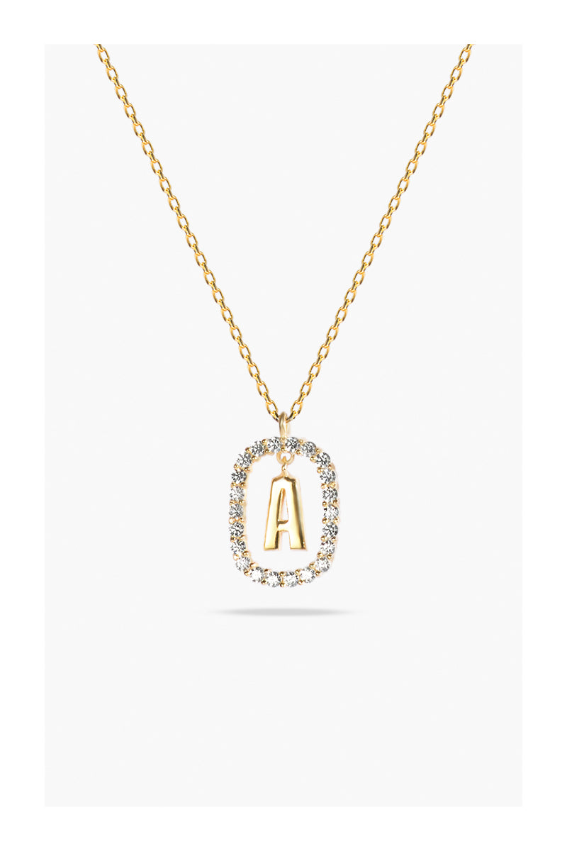 LUNA MINI OVAL LETTER NECKLACE