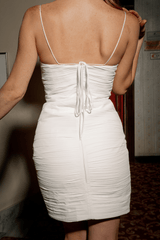 NULA SHOULDERLESS PROM DRESS WHITE